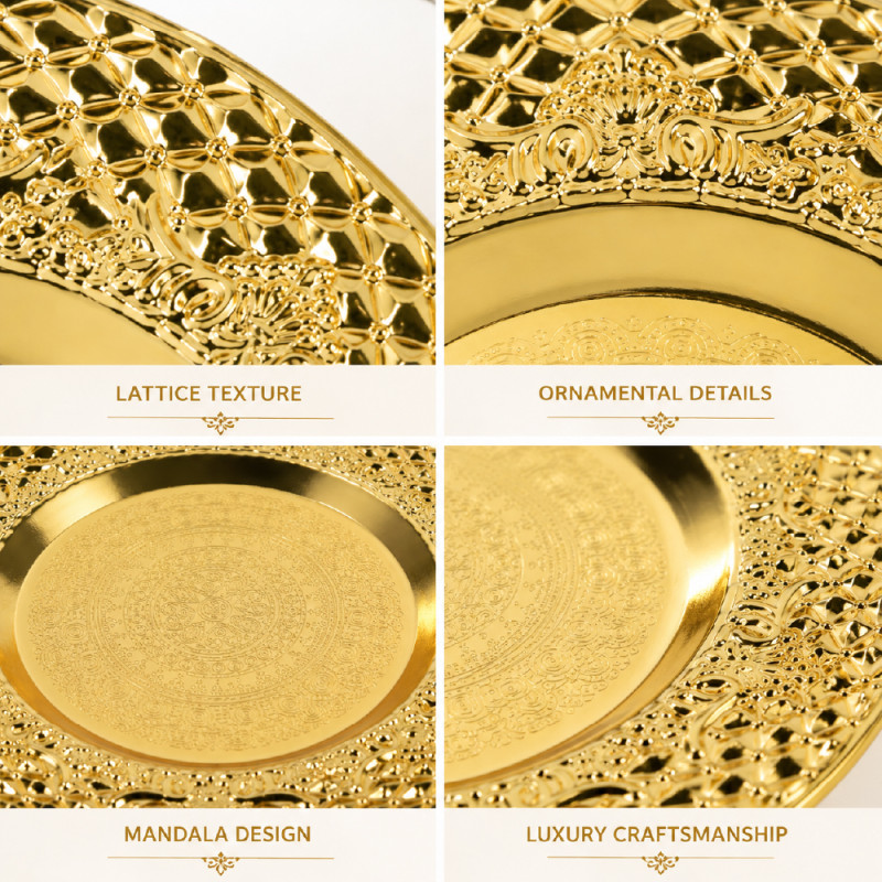 Premium Dinnerware Plate Set – Gold Elegant Design (10cm)