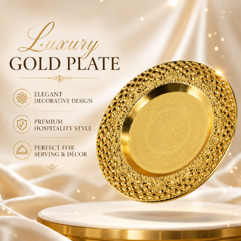 Premium Dinnerware Plate Set – Gold Elegant Design (10cm)