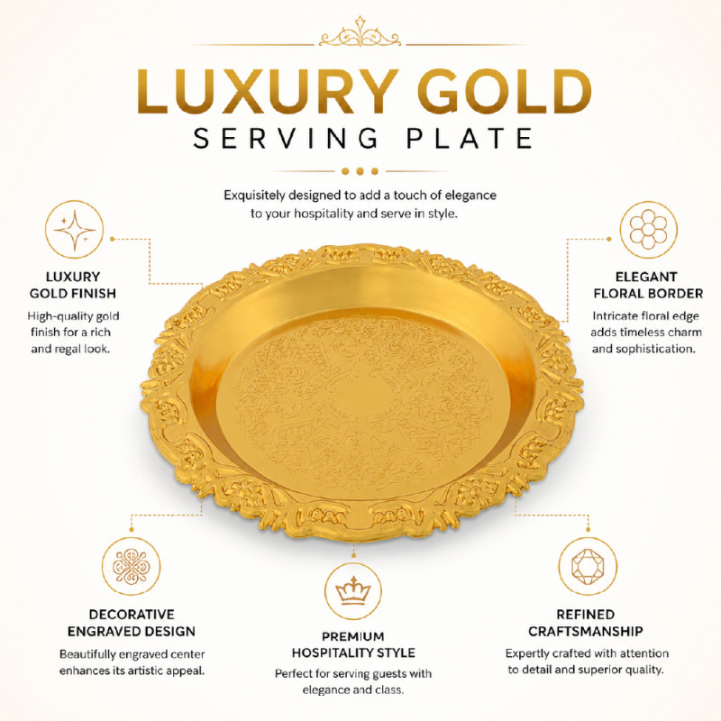 Premium Dinnerware Plate Set – Gold Elegant Design (10cm)