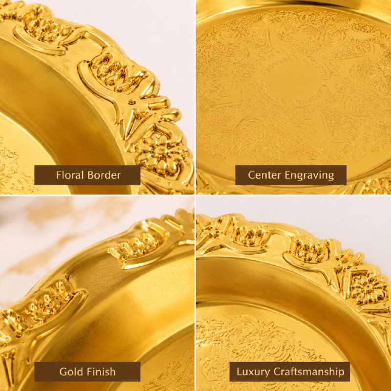 Premium Dinnerware Plate Set – Gold Elegant Design (10cm)