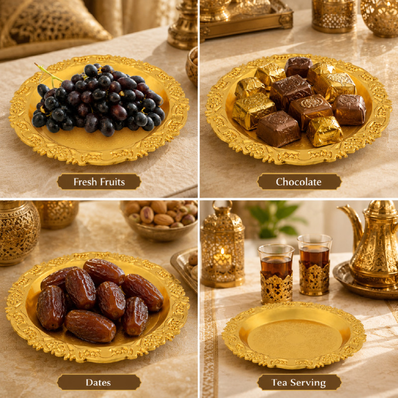 Premium Dinnerware Plate Set – Gold Elegant Design (10cm)