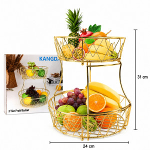 Elegant Gold 2 Tier Fruit Basket – Gold