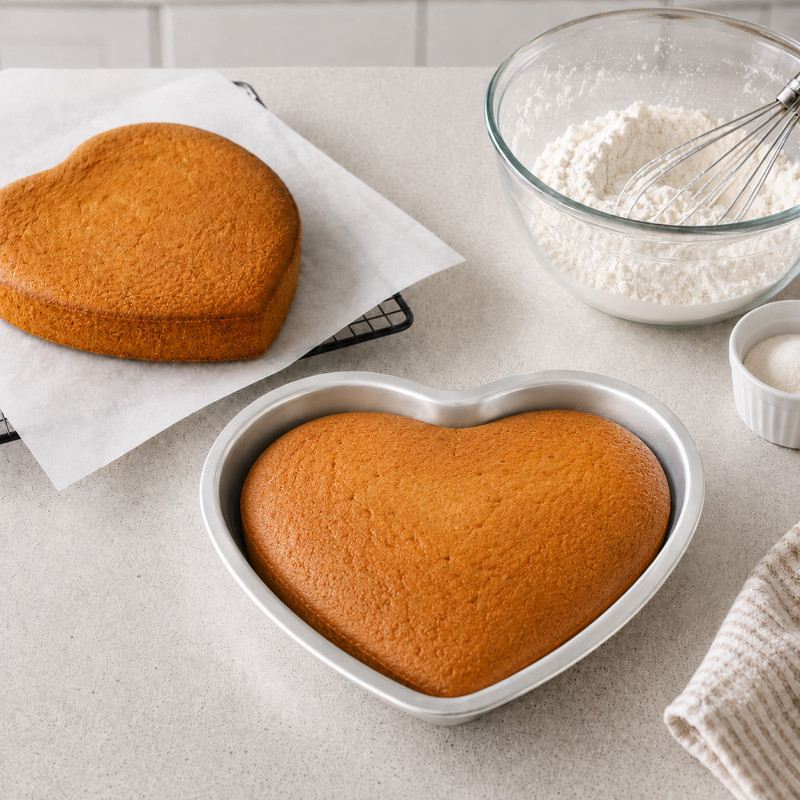 Heart-Shaped Big Cake Pan – Silver (Large)