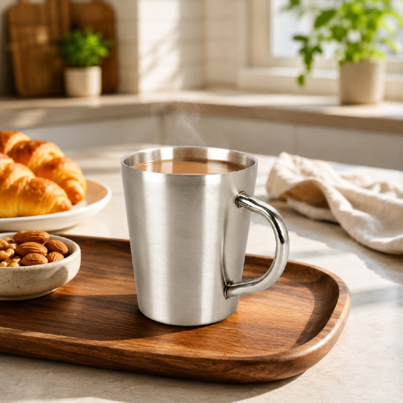 Elegant Ceramic Mug/Cup Set – Silver Premium Finish (9.5 x 8cm)