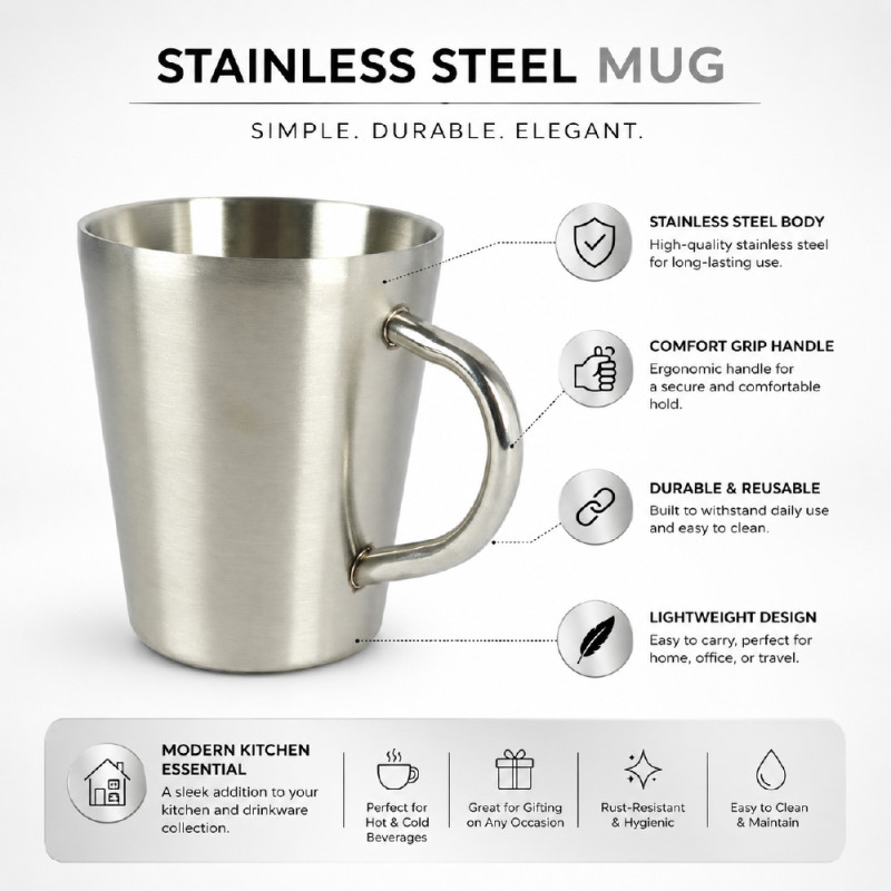 Elegant Ceramic Mug/Cup Set – Silver Premium Finish (9.5 x 8cm)