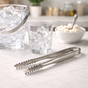 Professional 20cm Stainless Steel Ice Tongs – Sleek Silver Barware Essential