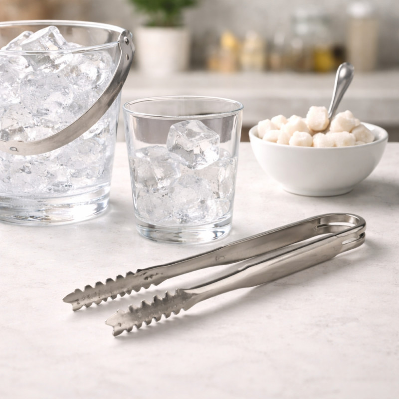 Professional 20cm Stainless Steel Ice Tongs – Sleek Silver Barware Essential