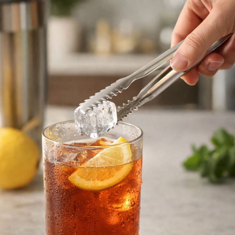 Professional 20cm Stainless Steel Ice Tongs – Sleek Silver Barware Essential