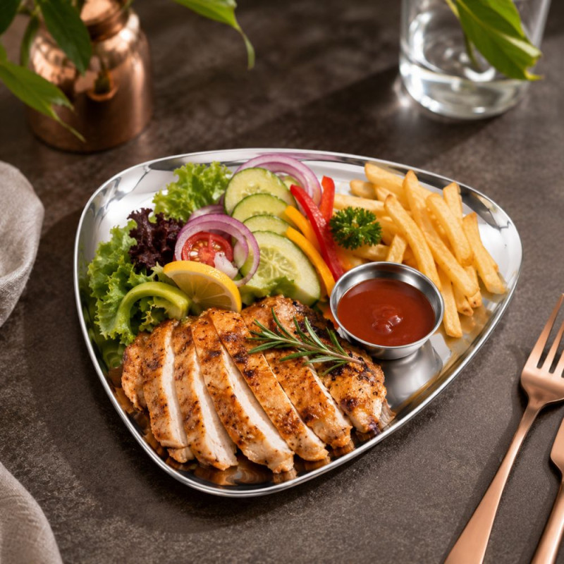 Triangled Stainless Steel Serving Tray