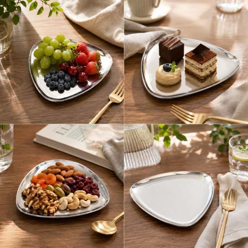 Triangled Stainless Steel Serving Tray