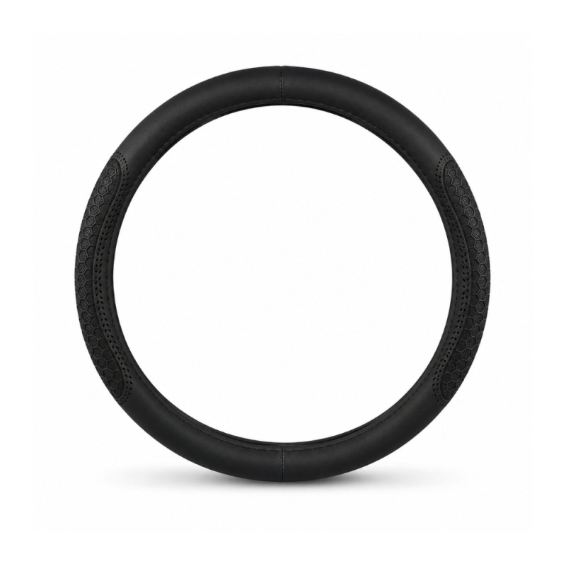 Universal 38cm PU Leather Steering Wheel Cover Designed for Comfort and Grip – Black