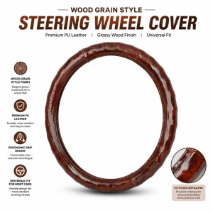 Universal-Fit Brown Wood-Grain Style Steering Wheel Cover Designed for Comfort and Control – Wooden Universal-Fit Brown Wood-Grain Style Steering Wheel Cover Designed for Comfort and Control – Wooden
