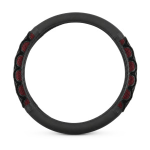 Universal-Fit Black Silicone Steering Wheel Cover with Red Accents and Breathable Honeycomb Texture Universal-Fit Black Silicone Steering Wheel Cover with Red Accents and Breathable Honeycomb Texture