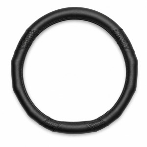 Universal-Fit Black PU Leather Steering Wheel Cover with Anti-Slip Grip Universal-Fit Black PU Leather Steering Wheel Cover with Anti-Slip Grip