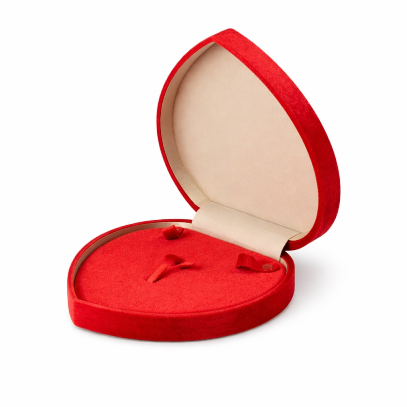 Romantic Heart-Shaped Red Velvet Jewelry Box – 20cm Ring & Earring Organizer