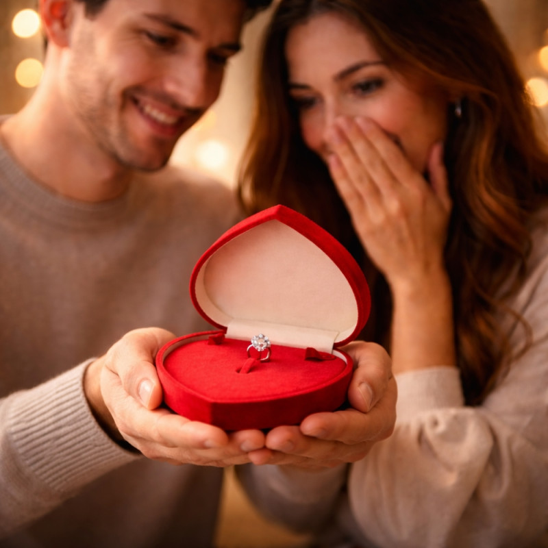 Romantic Heart-Shaped Red Velvet Jewelry Box – 20cm Ring & Earring Organizer