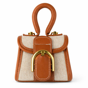 Kids' Elegant Two-Tone Mini Handbag – Brown & Ivory (15cm)