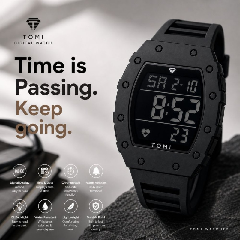 Men’s Digital Sports Watch – Tactical Black (9cm Case/Profile)