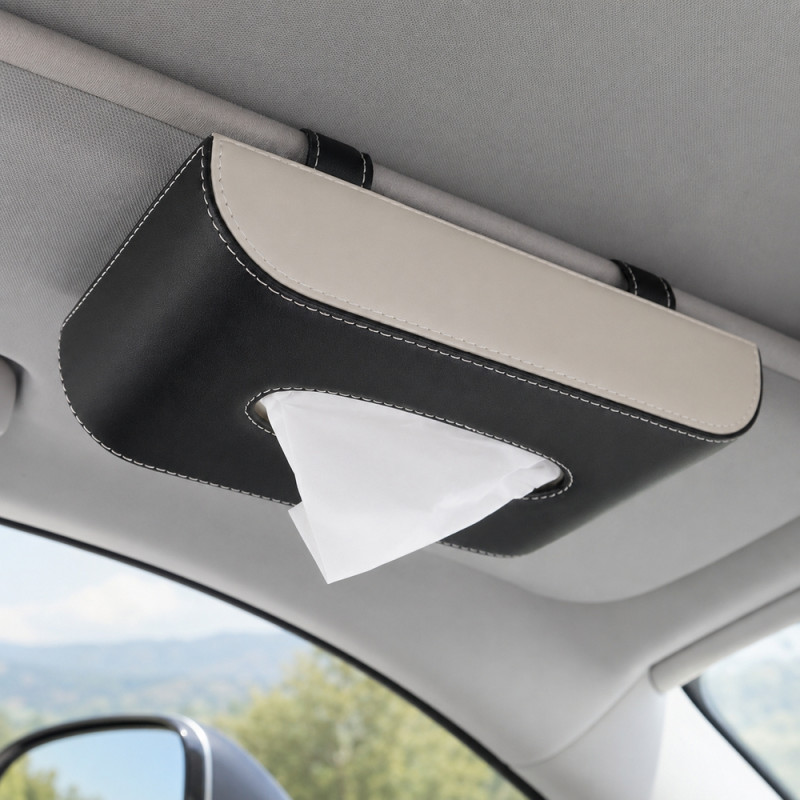 Supple Touch Car Tissue Box Designed for Modern Living &amp; Home Comfort – Black (H-13cm x W-23.5cm)