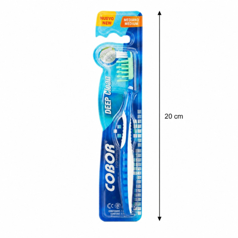 Deep Clean Manual Toothbrush with Medium Bristles – 20 cm – Dark Pink & White