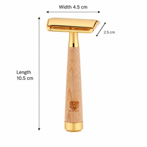 Elegant Gold-Toned Safety Razor - Wood