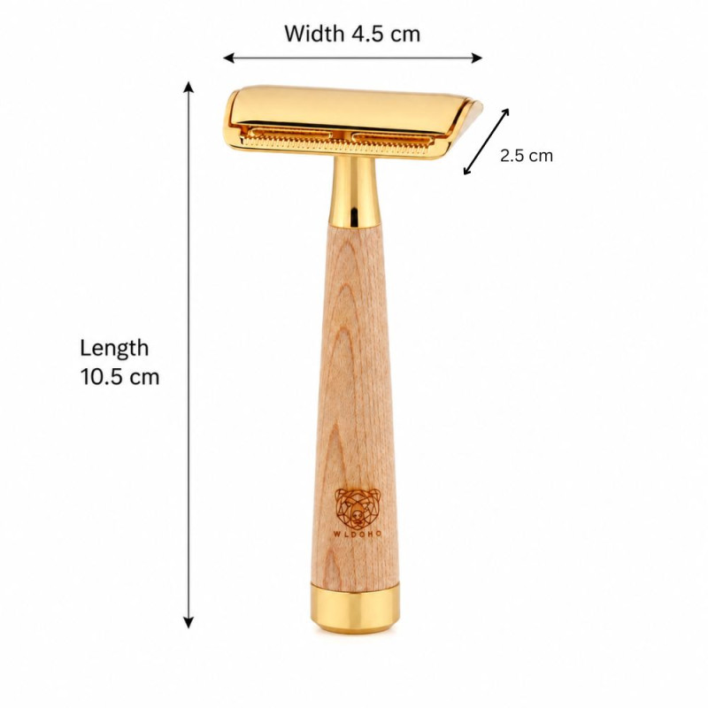 Elegant Gold-Toned Safety Razor - Wood