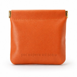 Professional Vibrant Orange Textured Leather Pouch – Squeeze-to-Open Spring Frame (12cm)