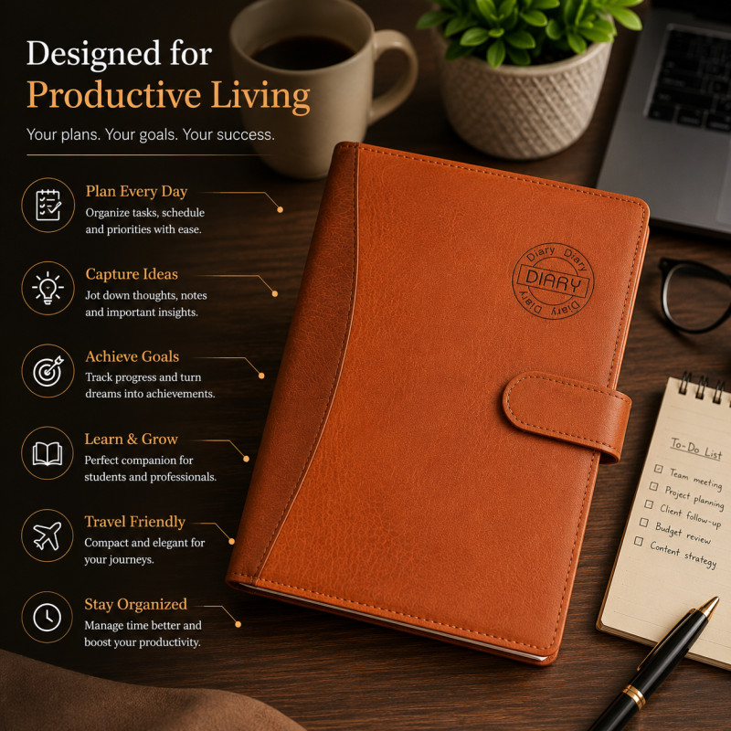 Master Charm Business Notebook Designed for Creative Expression &amp; Office Use – Brown (H-26, W-19 CM)