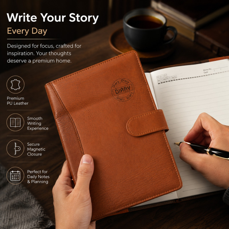 Master Charm Business Notebook Designed for Creative Expression &amp; Office Use – Brown (H-26, W-19 CM)