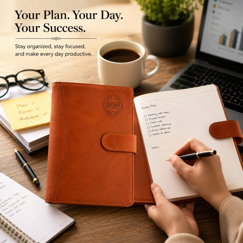 Master Charm Business Notebook Designed for Creative Expression &amp; Office Use – Brown (H-26, W-19 CM)
