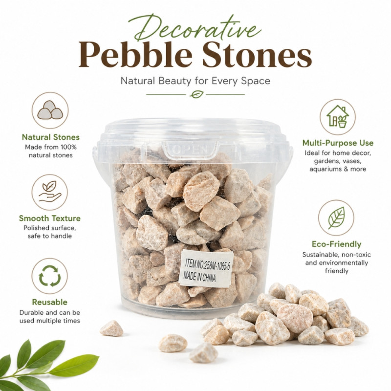 Professional Ivory Decorative River Pebbles – Landscaping Gravel & Succulent Pot Stones (12cm)
