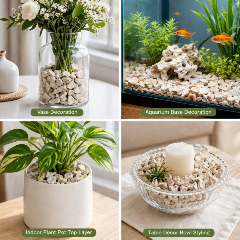 Professional Ivory Decorative River Pebbles – Landscaping Gravel & Succulent Pot Stones (12cm)