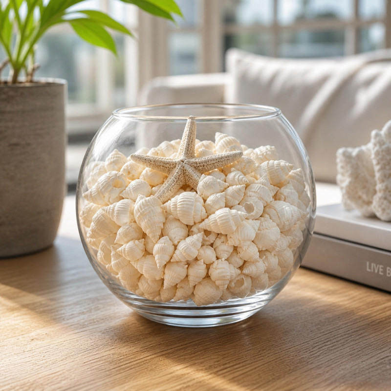 Professional White Mini Spiral Seashell Beads – Decorative Jar for DIY & Jewelry (20cm)