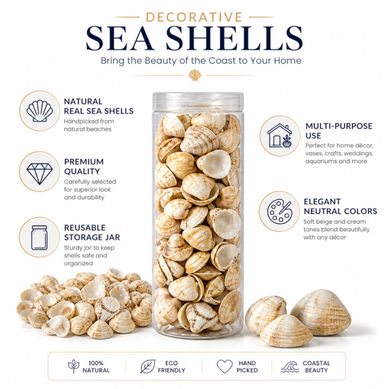 Professional Ivory Natural Seashell Beads – Multi-Purpose Aquarium & Decorative Set (20cm)