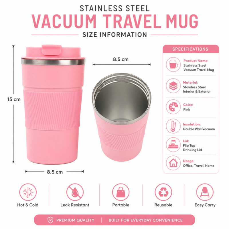 Elegant Ceramic Mug/Cup Set – pink Premium Finish (15x8.5cm)