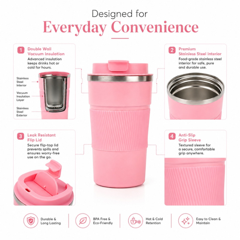 Elegant Ceramic Mug/Cup Set – pink Premium Finish (15x8.5cm)
