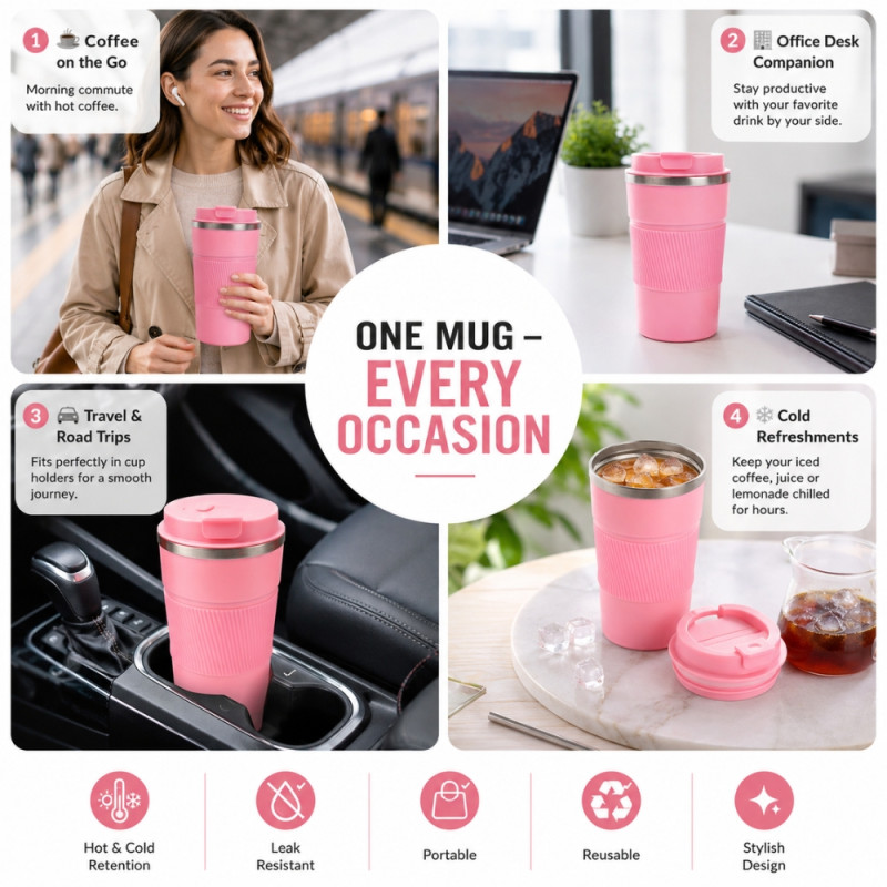 Elegant Ceramic Mug/Cup Set – pink Premium Finish (15x8.5cm)