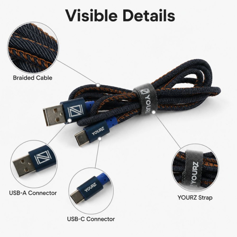 USB CABLE TYPE C Braided USB Charging Cable – Assorted