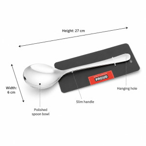 Light Charm Soup Spoon Designed for Everyday Cooking &amp; Kitchen Excellence – Silver (H-27cm x W-6cm)