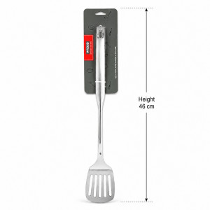 Soft Spark Slotted Spatula Designed for Everyday Cooking &amp; Kitchen Excellence – Silver (H-46cm)