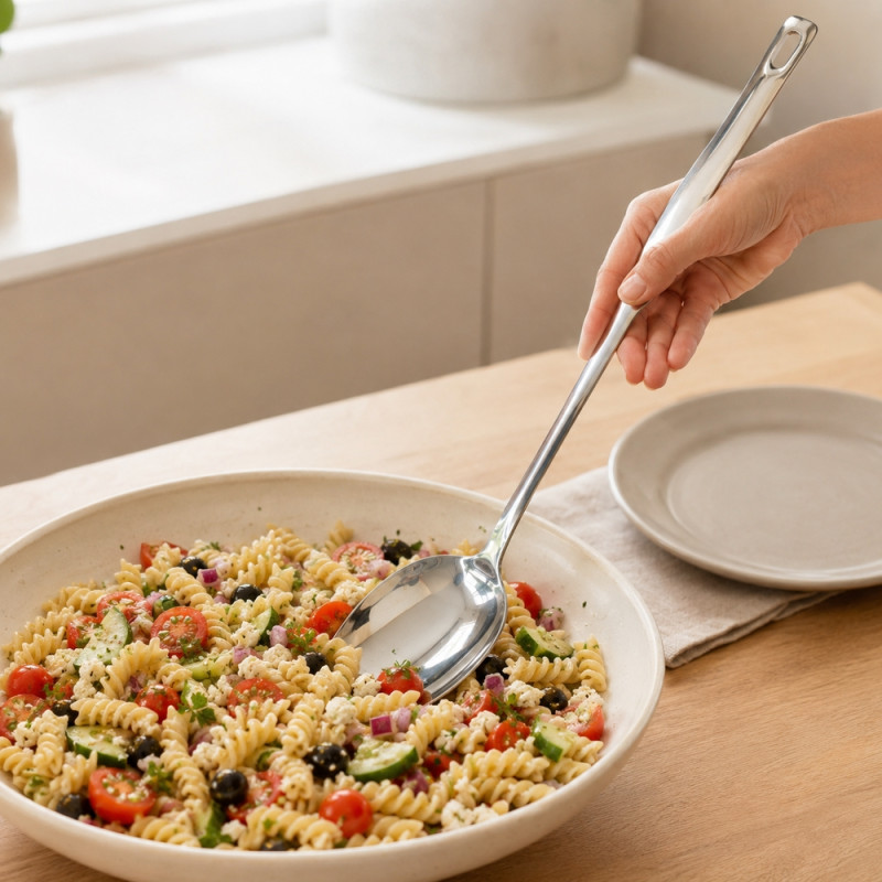 Swift Style Cooking Spoon Designed for Everyday Cooking &amp; Kitchen Excellence – Silver (H-45cm)