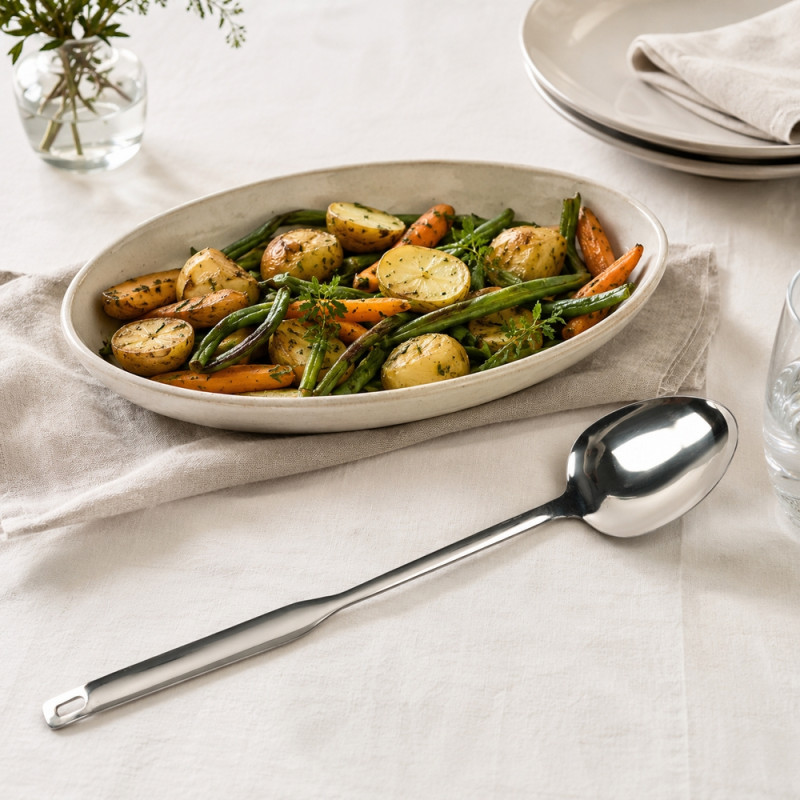Swift Style Cooking Spoon Designed for Everyday Cooking &amp; Kitchen Excellence – Silver (H-45cm)