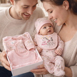 Baby Boutique 5-Piece Floral Print Set – Soft Light Pink