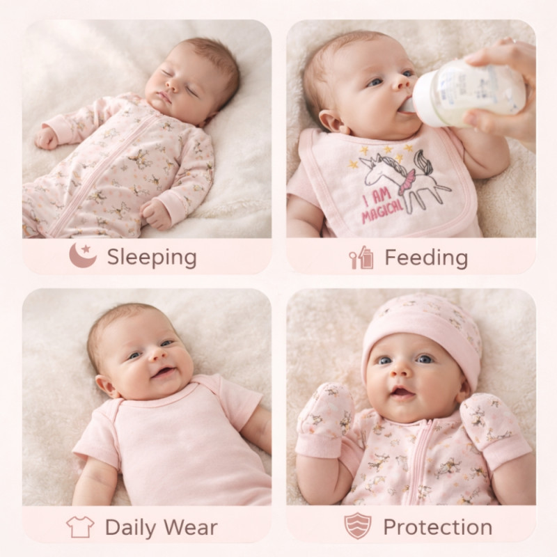 Baby Boutique 5-Piece Floral Print Set – Soft Light Pink