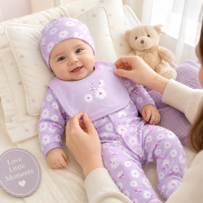 Professional 8-Piece Baby Girl Gift Set – Lavender Purple Floral Design (6-9 Months)