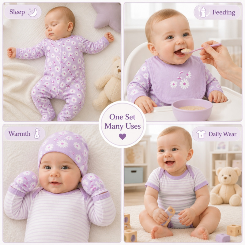 Professional 8-Piece Baby Girl Gift Set – Lavender Purple Floral Design (6-9 Months)