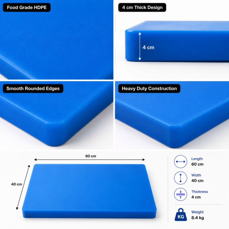 Premium Kitchen Cutting Board – Blue Food-Safe Surface (60×40×4 Cm)
