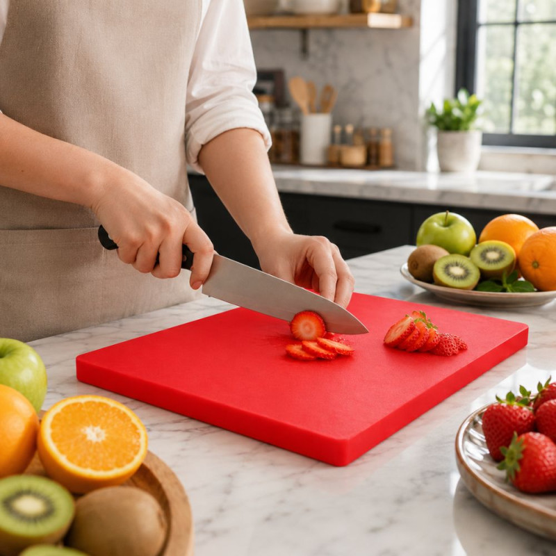 Premium Kitchen Cutting Board – Red Food-Safe Surface (50×30×3 Cm)