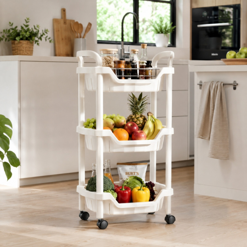 Modern storage cart – White Premium Quality (80 x 44 x 30cm)