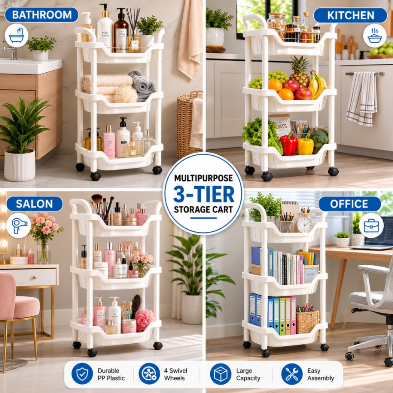Modern storage cart – White Premium Quality (80 x 44 x 30cm)